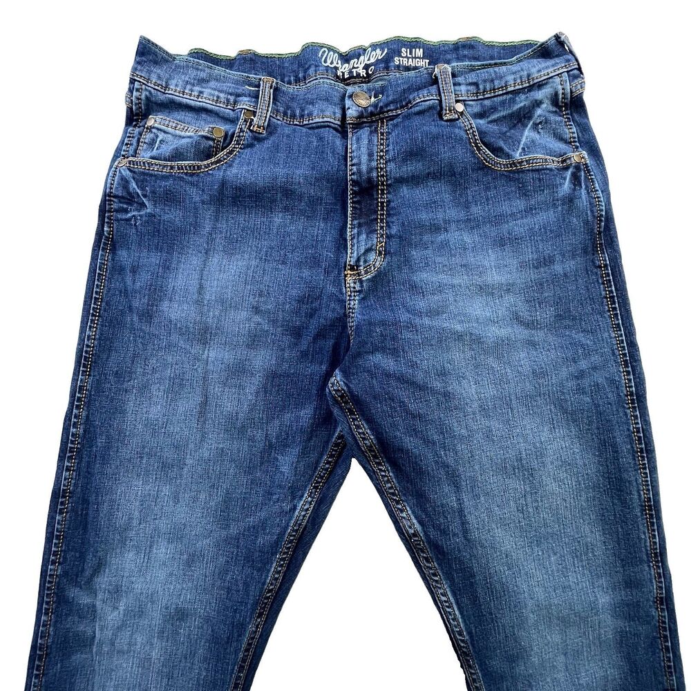 Wrangler Retro Slim Boot Jeans Mens 36x34 Blue Denim Western Cowboy